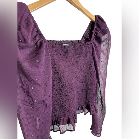 Express | Iridescent Purple Cap Long Sleeve Blouse | Size XS - Picture 1 of 6
